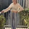 Haut cropped crochet femme écru, manches longues | Dream By C
