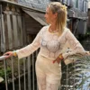 Haut cropped crochet femme écru, manches longues | Dream By C