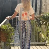 Pantalon crochet bleu femme large bas, doublé | Dream By C