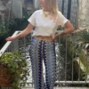Pantalon crochet bleu femme large bas, doublé | Dream By C