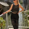 Pantalon en crochet femme doublé, taille élastique | Dream By C