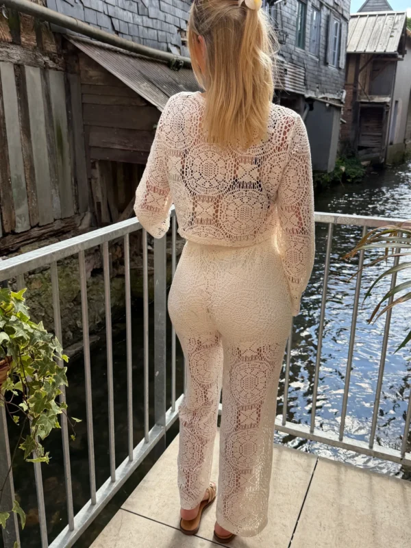 Pantalon en crochet femme doublé, taille élastique | Dream By C