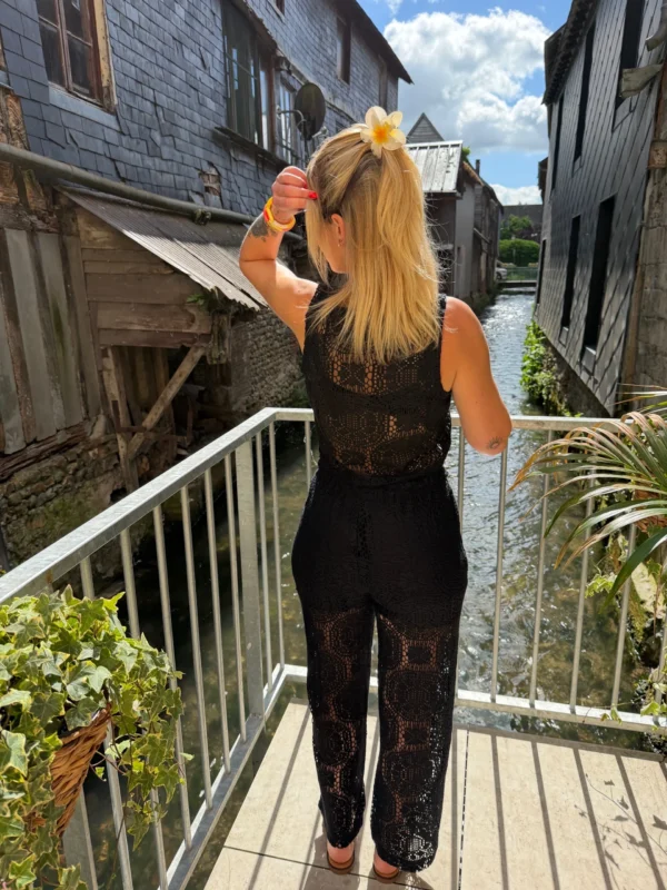 Pantalon en crochet femme doublé, taille élastique | Dream By C