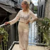 Pantalon en crochet femme doublé, taille élastique | Dream By C