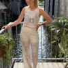 Pantalon en crochet femme doublé, taille élastique | Dream By C