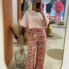Pantalon fluide coloré femme large, motifs orangés | Dream By C