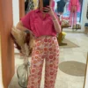 Pantalon fluide coloré femme large, motifs orangés | Dream By C