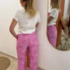 Pantalon imprimé cachemire femme fluide rose | Dream By C
