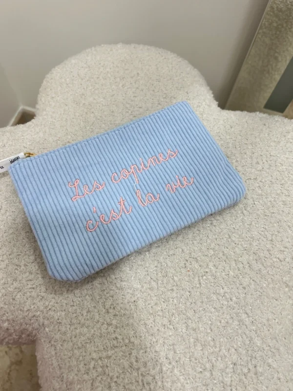 Pochette velours côtelé cadeau femme brodée | Dream By C