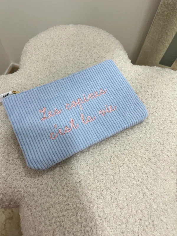 Pochette velours côtelé cadeau femme brodée | Dream By C