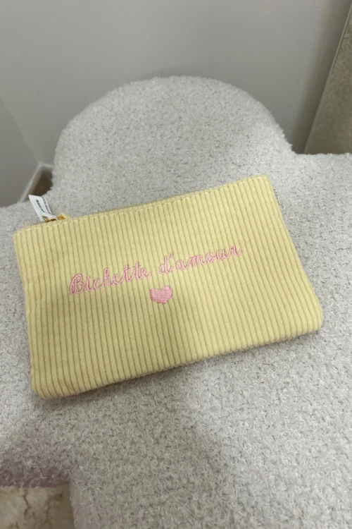 Pochette velours côtelé cadeau femme brodée | Dream By C