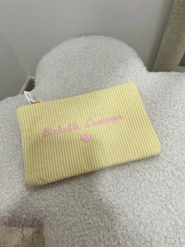 Pochette velours côtelé cadeau femme brodée | Dream By C