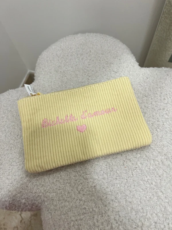 Pochette velours côtelé cadeau femme brodée | Dream By C