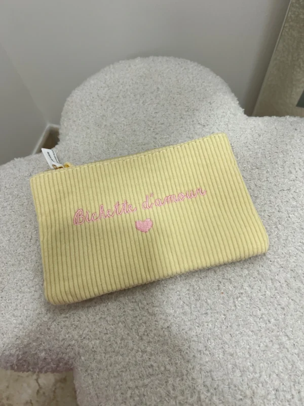 Pochette velours côtelé cadeau femme brodée | Dream By C