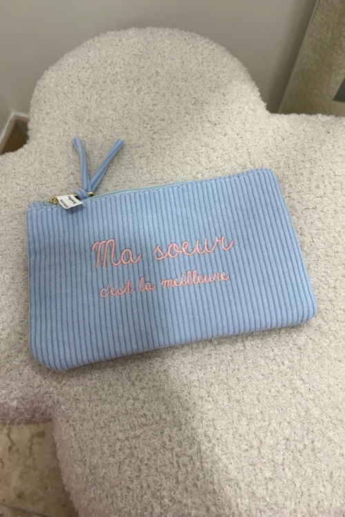 Pochette velours côtelé cadeau femme brodée | Dream By C