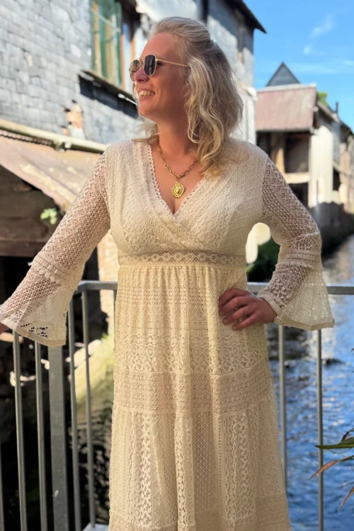 Robe bohème dentelle manches longues doublée | Dream By C