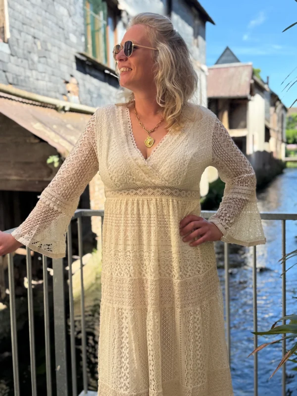 Robe bohème dentelle manches longues doublée | Dream By C