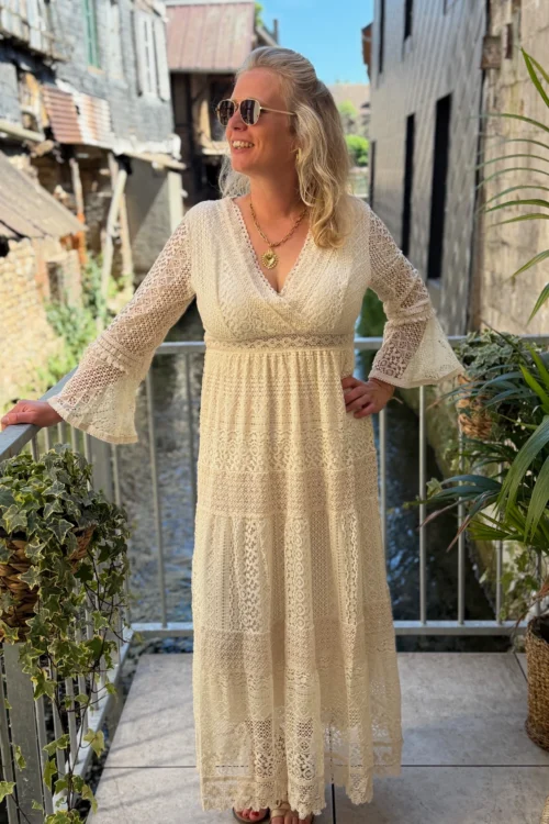 Robe bohème dentelle manches longues doublée | Dream By C