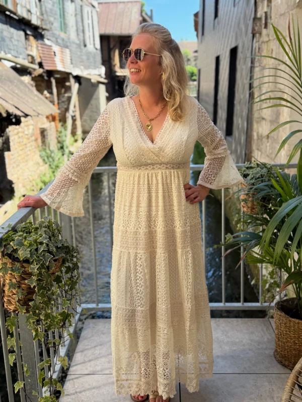 Robe bohème dentelle manches longues doublée | Dream By C