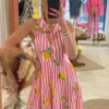 Robe courte citron femme été, rayée bleu ou rose | Dream By C