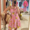 Robe courte citron femme été, rayée bleu ou rose | Dream By C