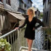 Robe courte dentelle noire, volants & laçage | Dream By C