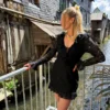 Robe courte dentelle noire, volants & laçage | Dream By C