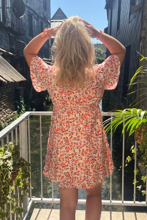 Robe courte fleurie femme été cache cœur | Dream By C