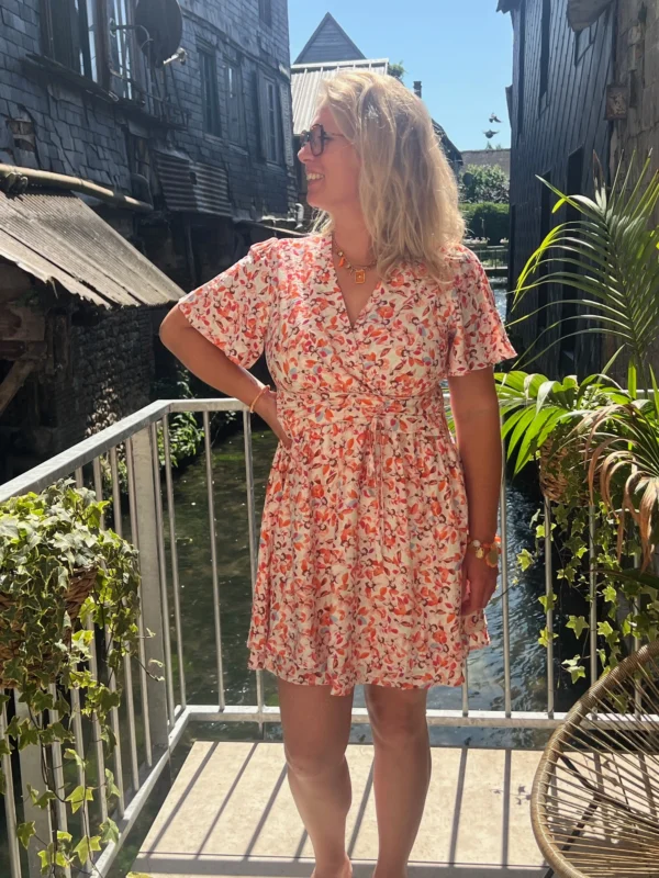 Robe courte fleurie femme été cache cœur | Dream By C