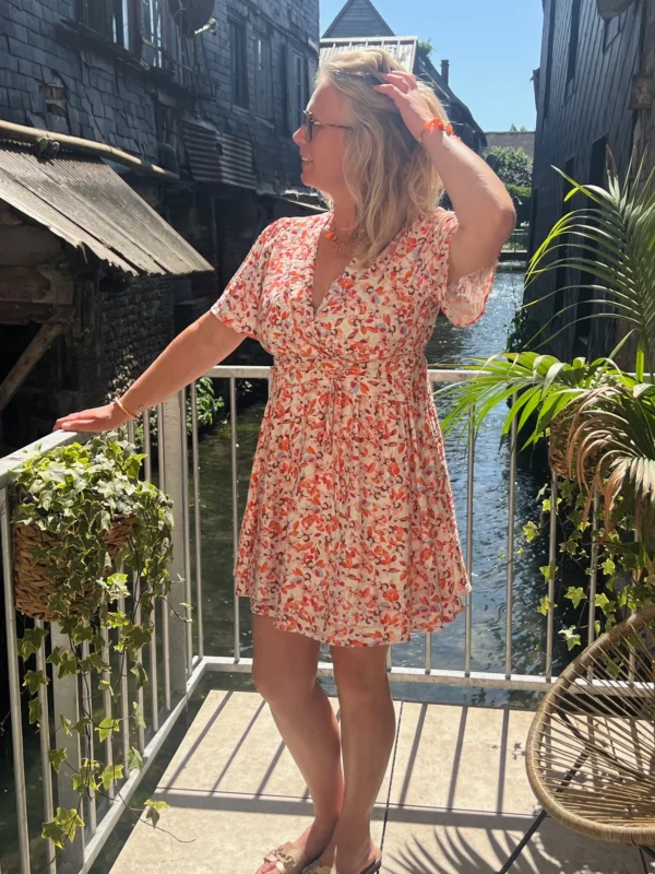 Robe courte fleurie femme été cache cœur | Dream By C
