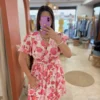 Robe courte fleurie grande taille fond blanc | Dream By C