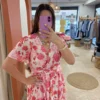 Robe courte fleurie grande taille fond blanc | Dream By C