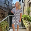 Robe courte grande taille été motifs Grèce col V | Dream By C