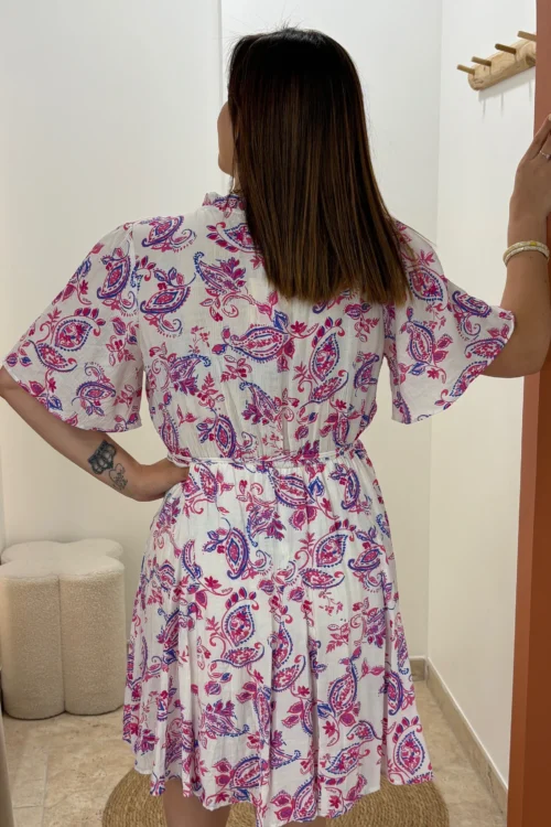 Robe courte violet femme col V élastique doublée | Dream By C