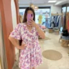 Robe courte violet femme col V élastique doublée | Dream By C