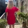 Robe fuchsia grande taille courte col V doublée | Dream By C