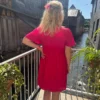 Robe fuchsia grande taille courte col V doublée | Dream By C