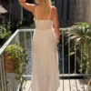 Robe longue blanche brodée femme, cache-cœur | Dream By C