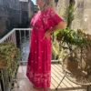 Robe longue brodée femme grande taille fuchsia | Dream By C