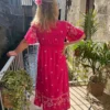 Robe longue brodée femme grande taille fuchsia | Dream By C