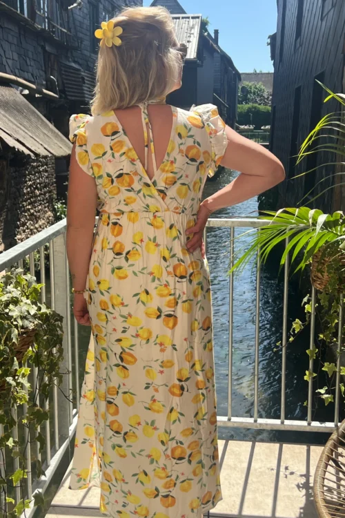 Robe longue cache cœur grande taille citron fente | Dream By C