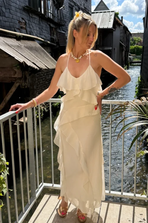Robe longue cérémonie à volants, doublée | Dream By C