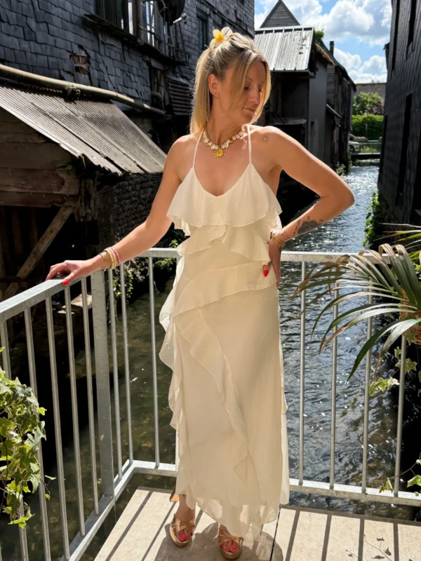 Robe longue cérémonie à volants, doublée | Dream By C