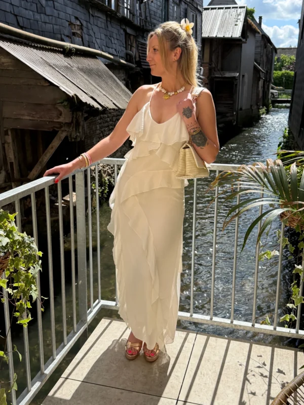 Robe longue cérémonie à volants, doublée | Dream By C