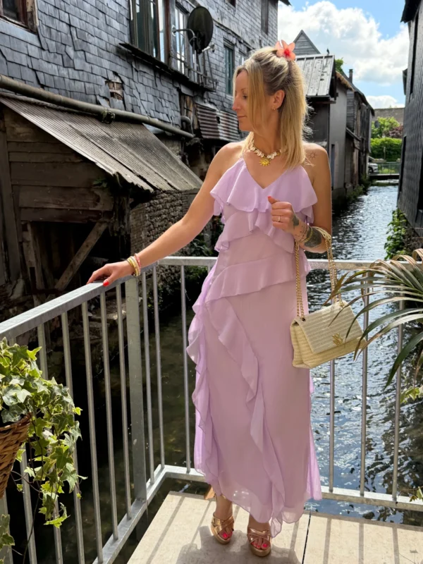Robe longue cérémonie à volants, doublée | Dream By C