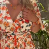 Robe longue fleurie orange grande taille bandeau | Dream By C