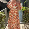 Robe longue fleurie orange grande taille bandeau | Dream By C