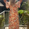 Robe longue fleurie orange grande taille bandeau | Dream By C
