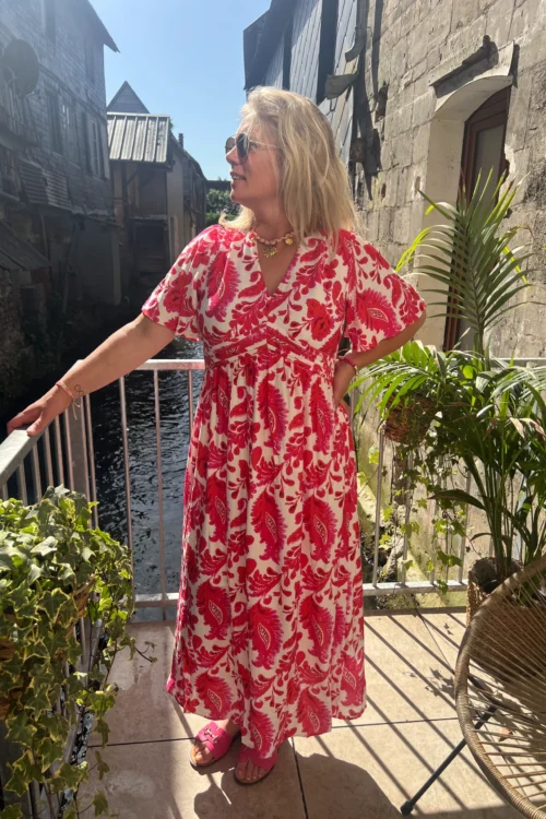 robe-longue-florale-rouge-femme-grande-taille-paisley Robe longue florale rouge femme grande taille| Dream By C
