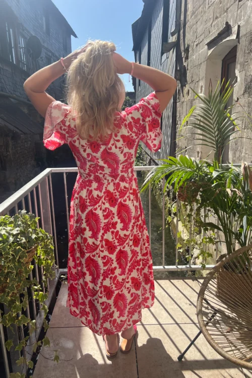Robe longue florale rouge femme grande taille| Dream By C